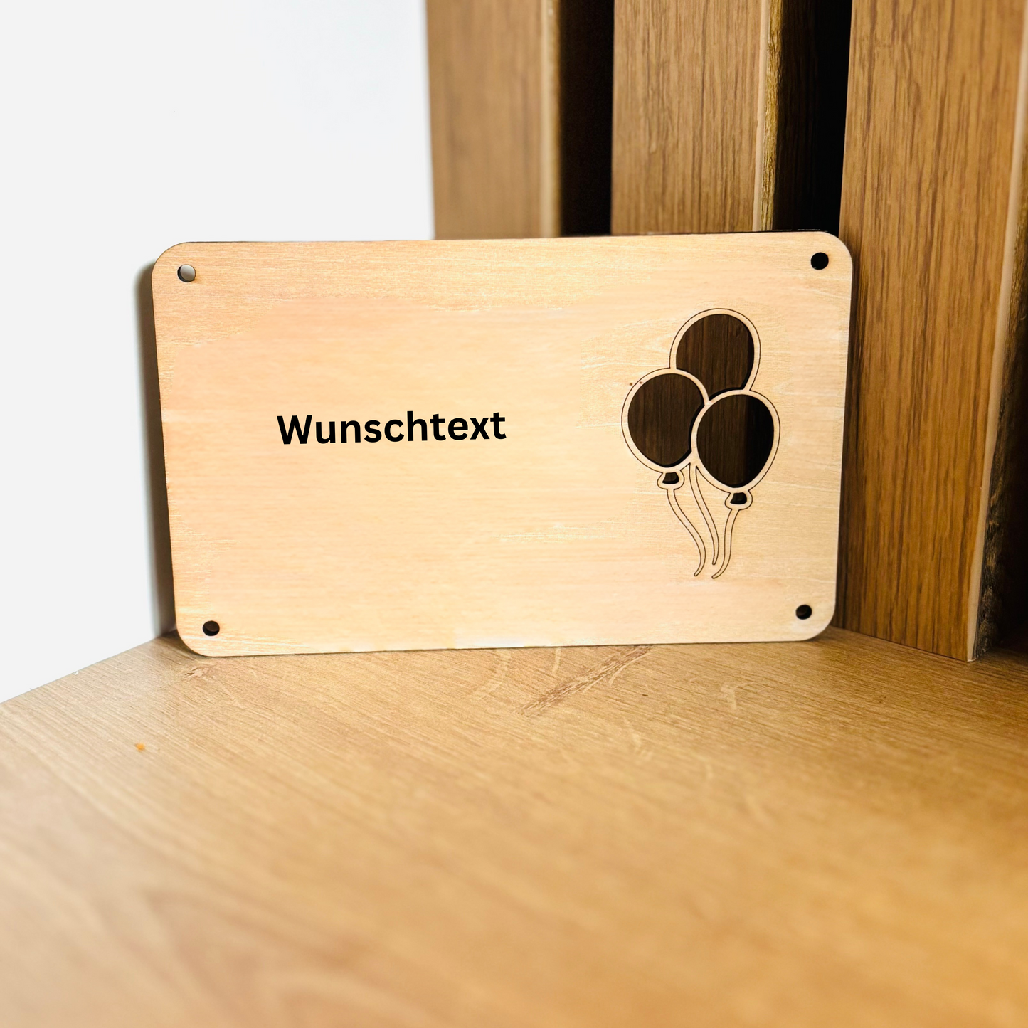 Geldgeschenk-Karte aus Holz mit Motiven