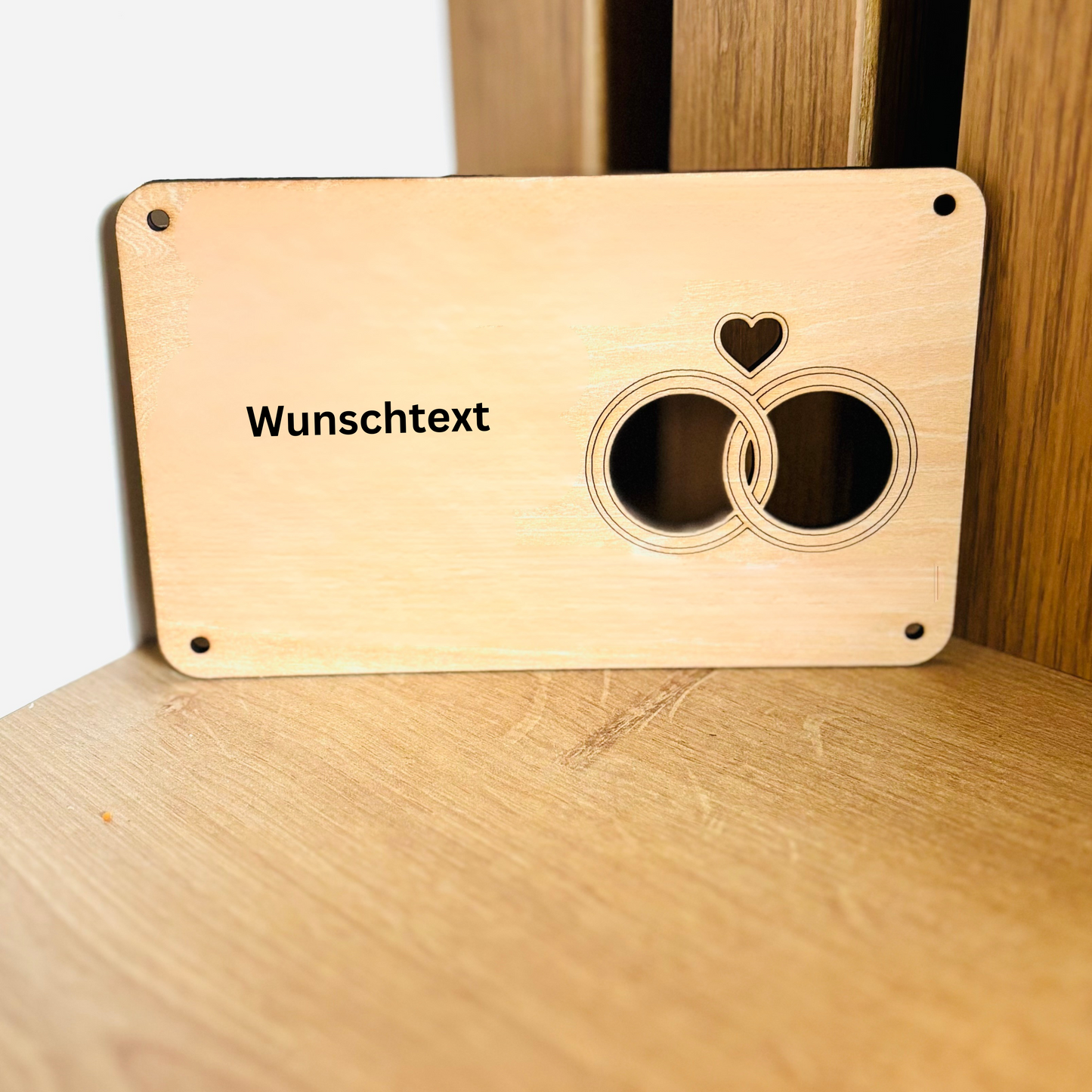 Geldgeschenk-Karte aus Holz mit Motiven